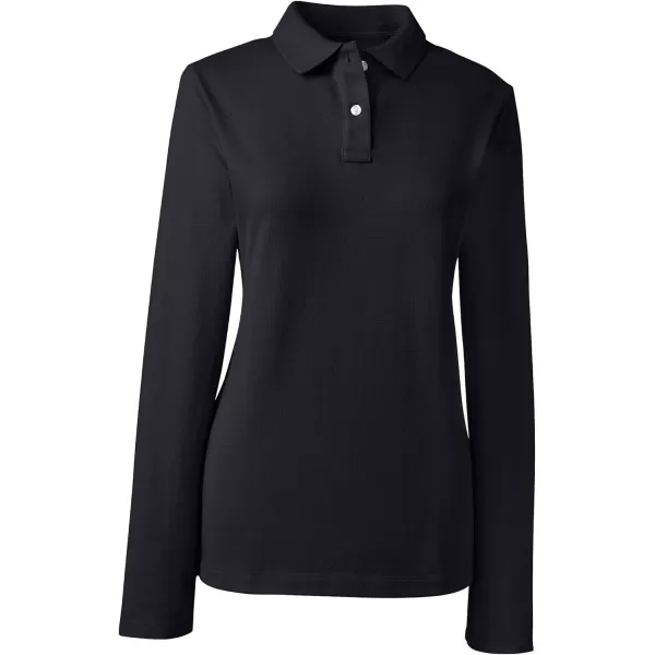 Lands End School Uniform Womens Long Sleeve Feminine Fit Mesh Polo ShirtBlack