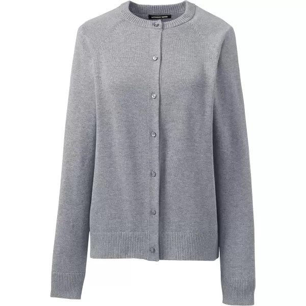 Lands End School Uniform Young Womens Cotton Modal Cardigan SweaterPewter Heather