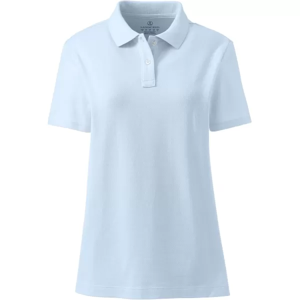 Lands End School Uniform Young Womens Short Sleeve Feminine Fit Mesh Polo ShirtBlue