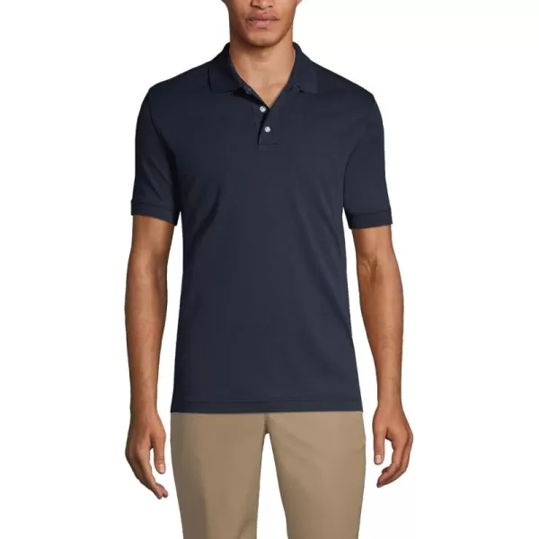 Lands End School Uniform Mens Short Sleeve Tailored Fit Interlock Polo ShirtClassic Navy