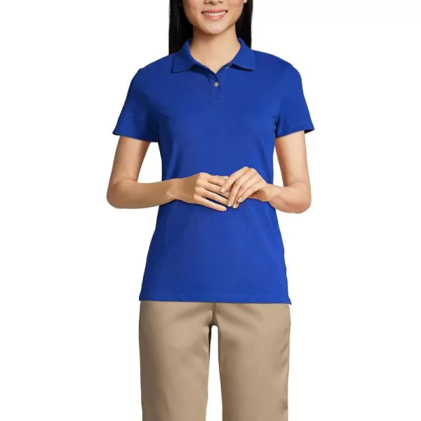 Lands End School Uniform Young Womens Short Sleeve Feminine Fit Mesh Polo ShirtCobalt