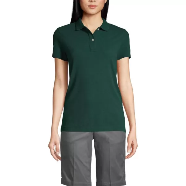 Lands End School Uniform Young Womens Short Sleeve Feminine Fit Mesh Polo ShirtEvergreen