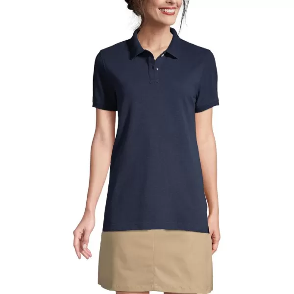 Lands End School Uniform Young Womens Tall Short Sleeve Mesh Polo ShirtClassic Navy