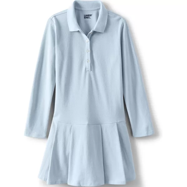 Lands End Girls Long Sleeve Mesh Pleated Polo DressBlue