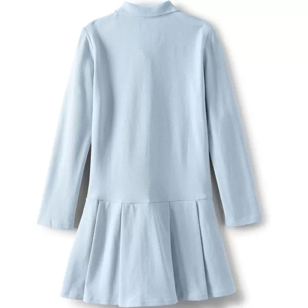 Lands End Girls Long Sleeve Mesh Pleated Polo DressBlue