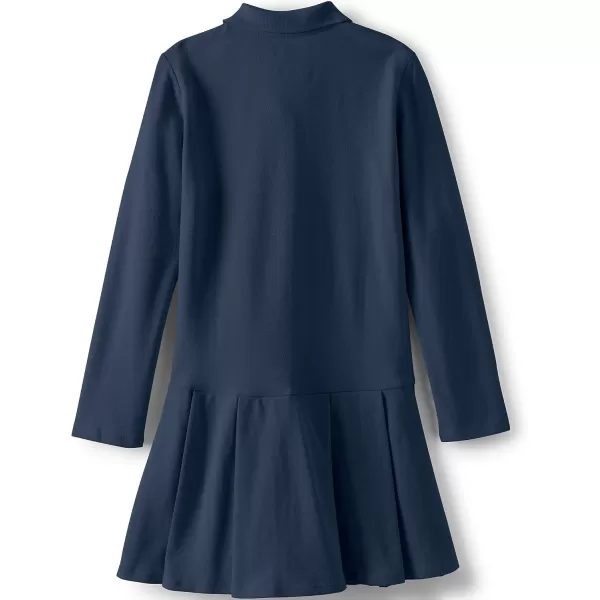 Lands End Girls Long Sleeve Mesh Pleated Polo DressClassic Navy