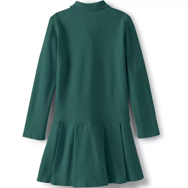 Lands End Girls Long Sleeve Mesh Pleated Polo DressEvergreen