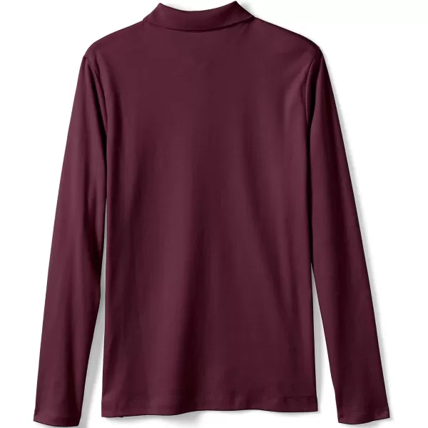 Lands End School Uniform Girls Long Sleeve Feminine Fit Interlock Polo ShirtBurgundy