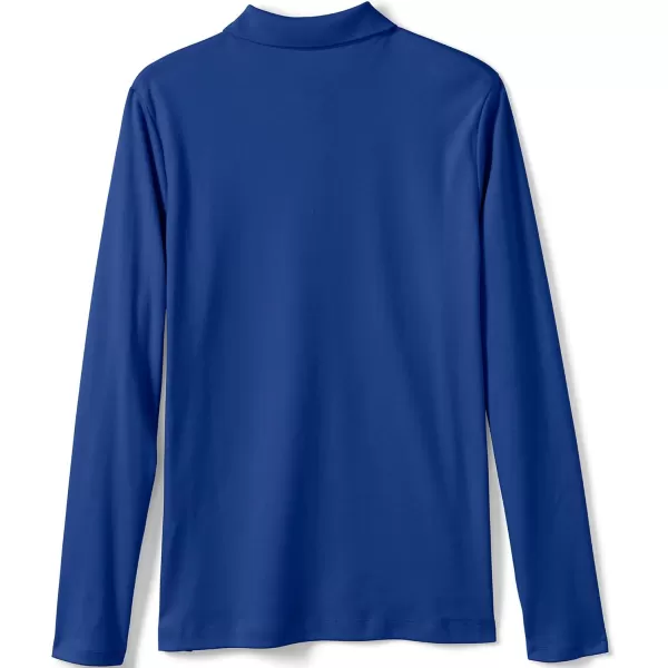 Lands End School Uniform Girls Long Sleeve Feminine Fit Interlock Polo ShirtCobalt