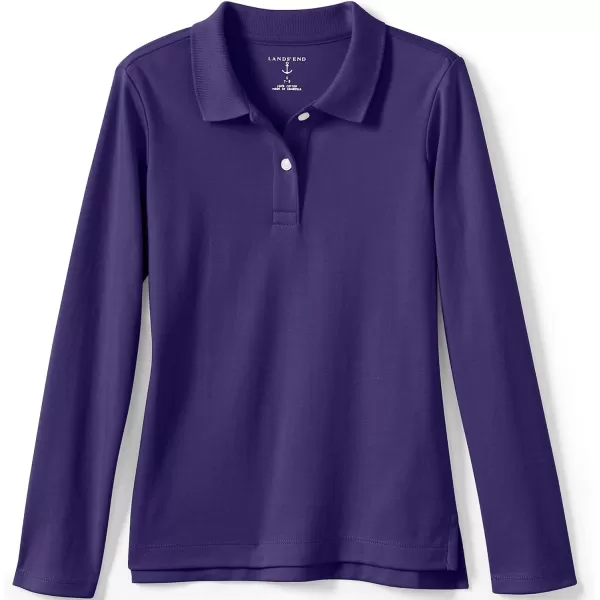 Lands End School Uniform Girls Long Sleeve Feminine Fit Interlock Polo ShirtDeep Purple