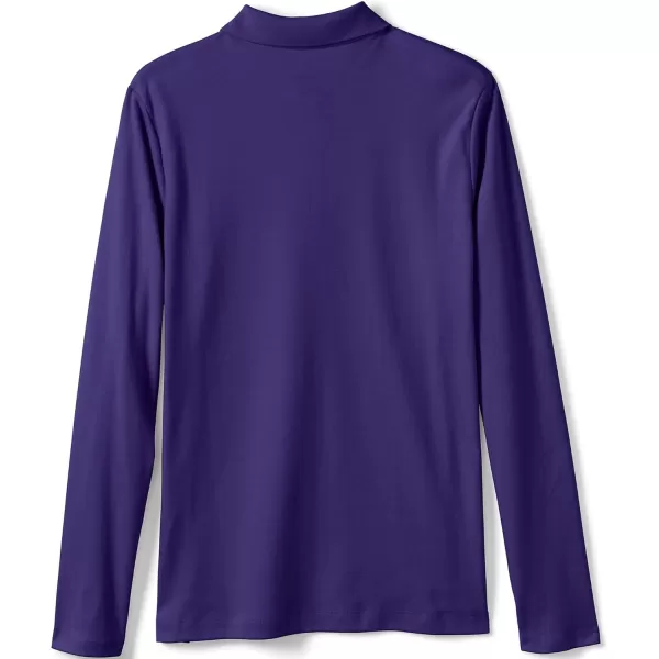 Lands End School Uniform Girls Long Sleeve Feminine Fit Interlock Polo ShirtDeep Purple