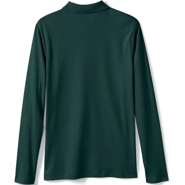 Lands End School Uniform Girls Long Sleeve Feminine Fit Interlock Polo ShirtEvergreen