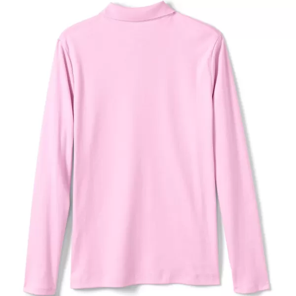 Lands End School Uniform Girls Long Sleeve Feminine Fit Interlock Polo ShirtIce Pink