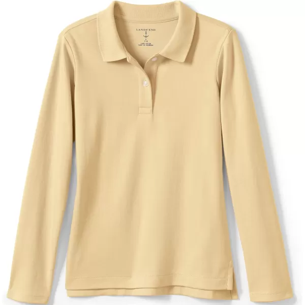 Lands End School Uniform Girls Long Sleeve Feminine Fit Interlock Polo ShirtMaize