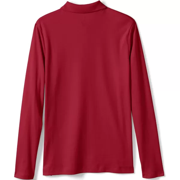 Lands End School Uniform Girls Long Sleeve Feminine Fit Interlock Polo ShirtRed