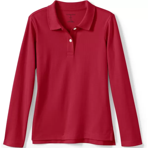 Lands End School Uniform Girls Long Sleeve Feminine Fit Interlock Polo ShirtRed