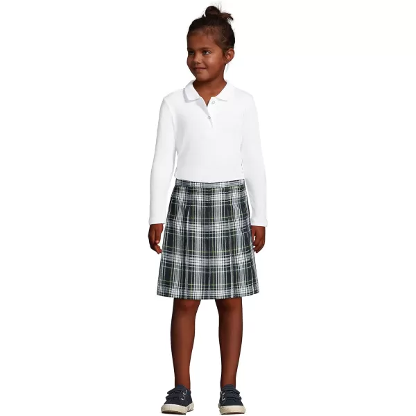 Lands End School Uniform Girls Long Sleeve Feminine Fit Interlock Polo ShirtWhite