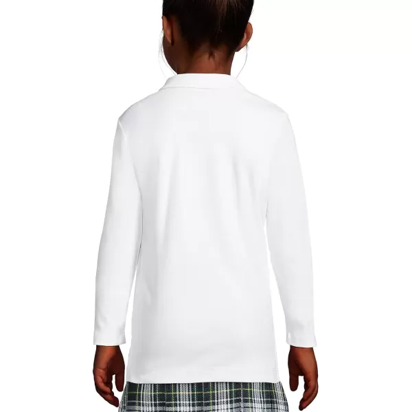 Lands End School Uniform Girls Long Sleeve Feminine Fit Interlock Polo ShirtWhite