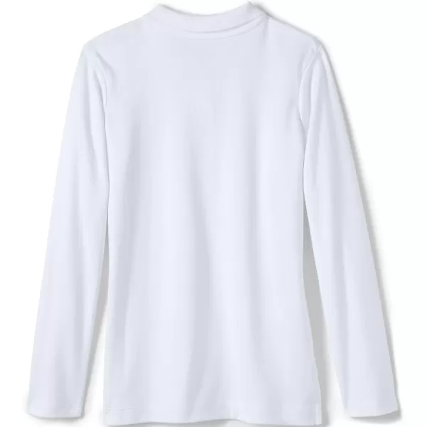 Lands End School Uniform Girls Long Sleeve Feminine Fit Interlock Polo ShirtWhite