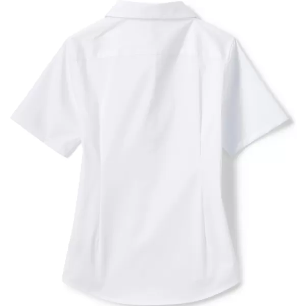 Lands End School Uniform Girls No Gape Short Sleeve Stretch ShirtPearl White