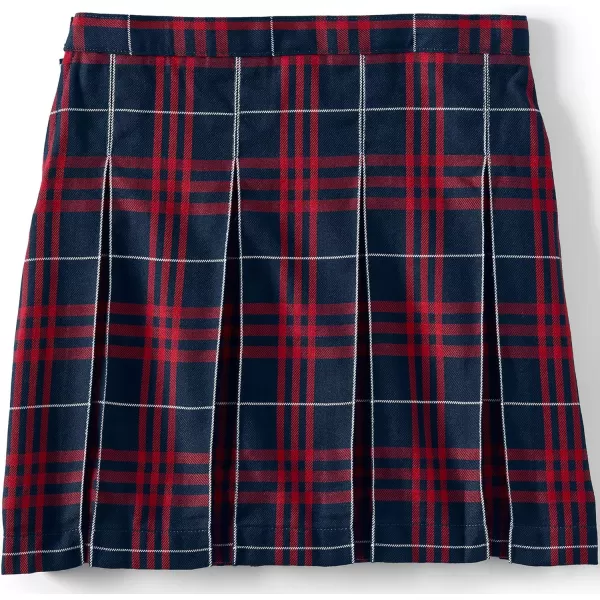 Lands End School Uniform Girls Plaid Box Pleat Skirt Top of The KneeClassic Navy Large Plaid