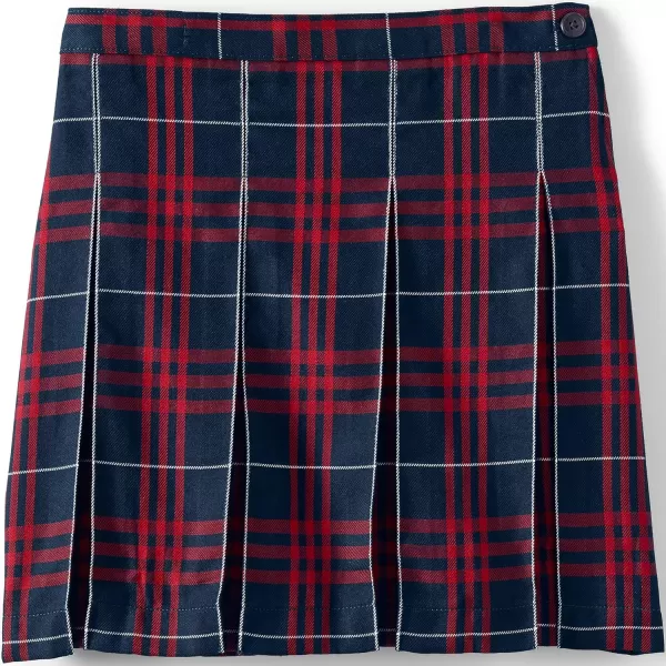 Lands End School Uniform Girls Plaid Box Pleat Skirt Top of The KneeClassic Navy Large Plaid