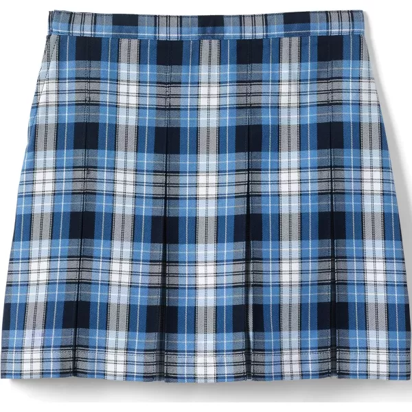 Lands End School Uniform Girls Plaid Box Pleat Skirt Top of The KneeClear Blue Plaid