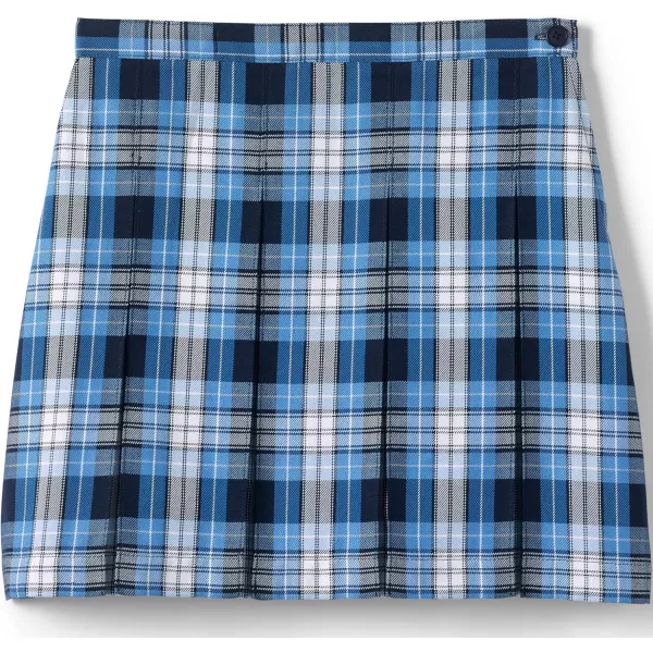 Lands End School Uniform Girls Plaid Box Pleat Skirt Top of The KneeClear Blue Plaid