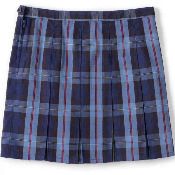 Lands End School Uniform Girls Plaid Box Pleat Skirt Top of The KneeFrench Blue Plaid