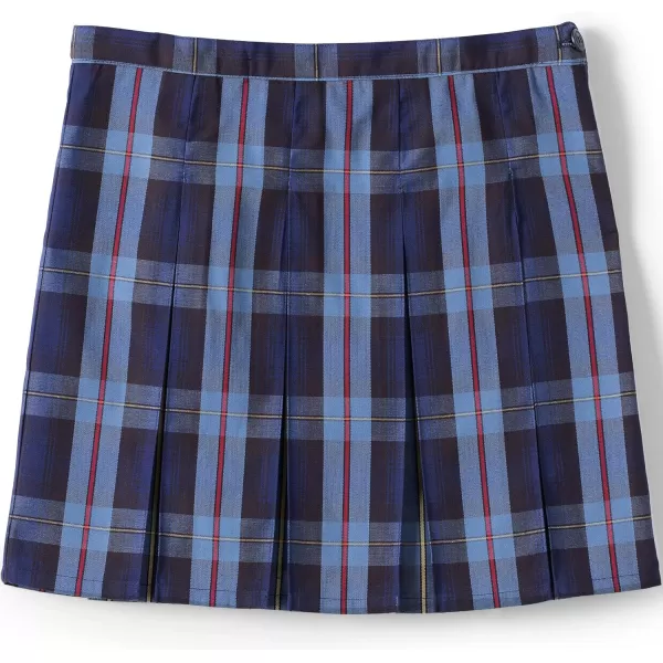 Lands End School Uniform Girls Plaid Box Pleat Skirt Top of The KneeFrench Blue Plaid