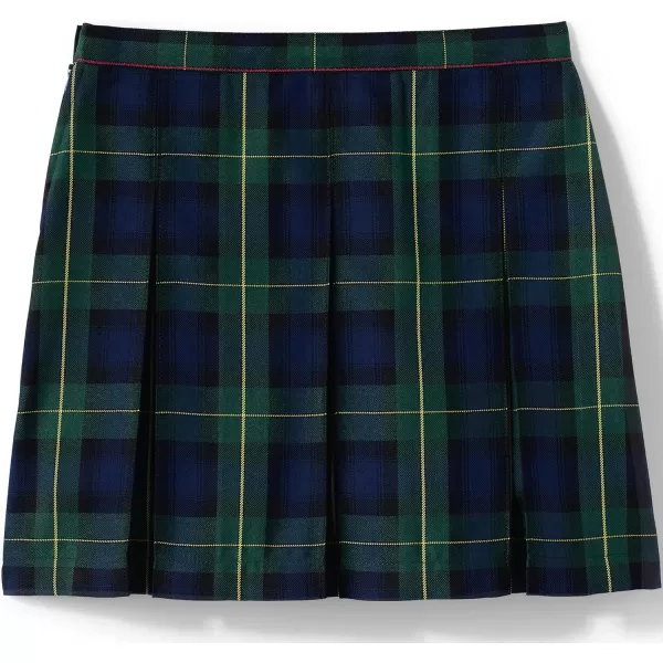 Lands End School Uniform Girls Plaid Box Pleat Skirt Top of The KneeHunterClassic Navy Plaid