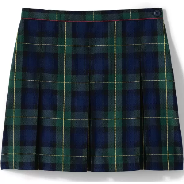 Lands End School Uniform Girls Plaid Box Pleat Skirt Top of The KneeHunterClassic Navy Plaid