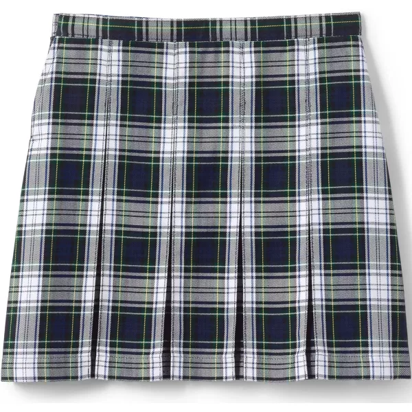 Lands End School Uniform Girls Plaid Box Pleat Skirt Top of The KneeWhite Plaid