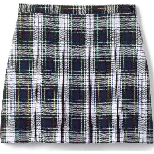 Lands End School Uniform Girls Plaid Box Pleat Skirt Top of The KneeWhite Plaid