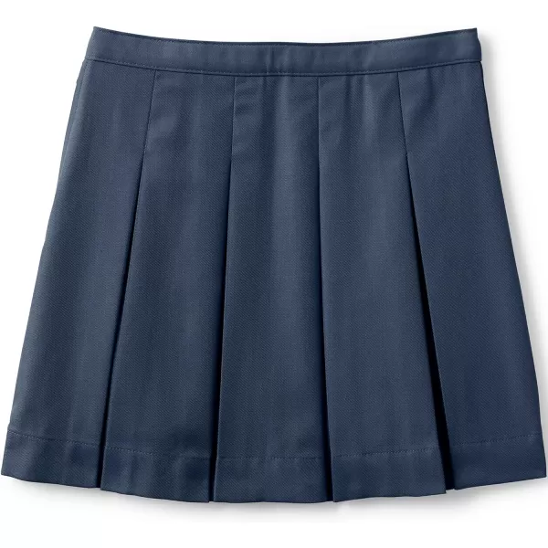 Lands End School Uniform Girls PolyCotton Box Pleat Skirt Top of KneeClassic Navy