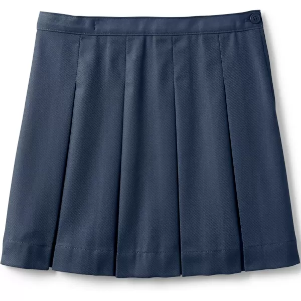 Lands End School Uniform Girls PolyCotton Box Pleat Skirt Top of KneeClassic Navy