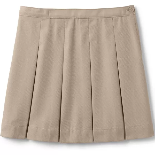 Lands End School Uniform Girls PolyCotton Box Pleat Skirt Top of KneeKhaki