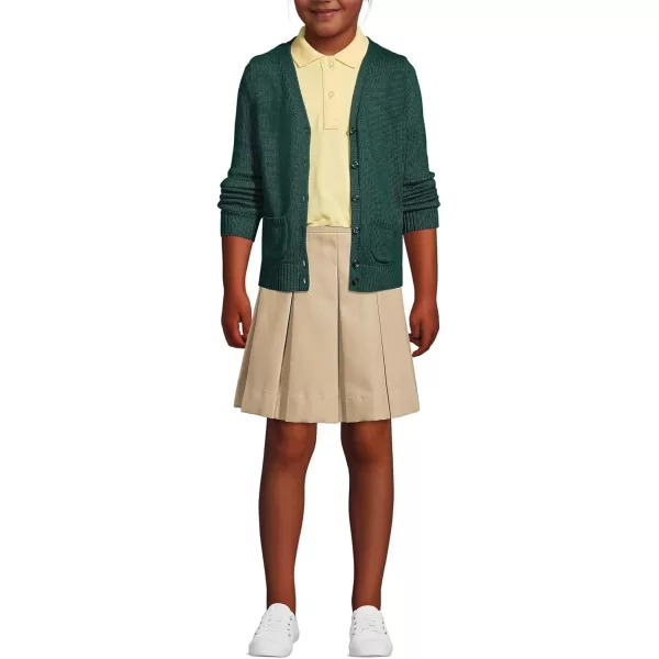 Lands End School Uniform Girls PolyCotton Box Pleat Skirt Top of KneeKhaki