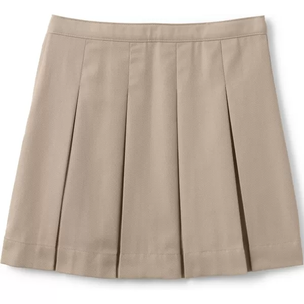 Lands End School Uniform Girls PolyCotton Box Pleat Skirt Top of KneeKhaki