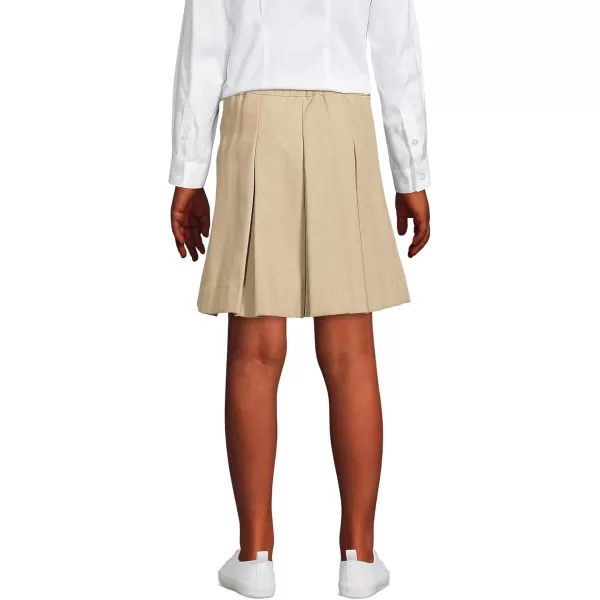 Lands End School Uniform Girls PolyCotton Box Pleat Skirt Top of KneeKhaki