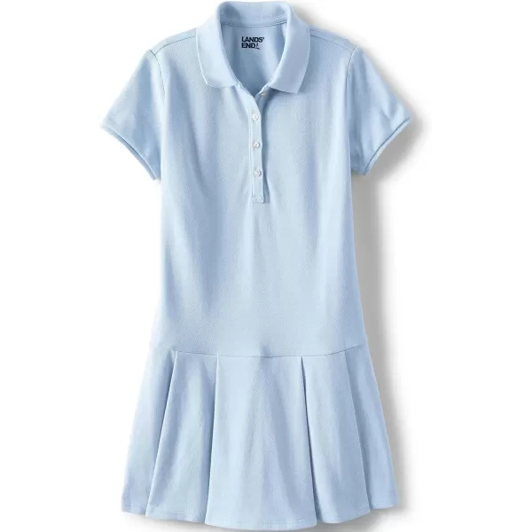 Lands End School Uniform Girls Short Sleeve Mesh Pleated Polo DressBlue