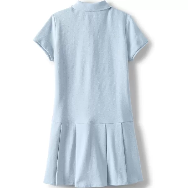 Lands End School Uniform Girls Short Sleeve Mesh Pleated Polo DressBlue