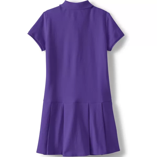 Lands End School Uniform Girls Short Sleeve Mesh Pleated Polo DressDeep Purple