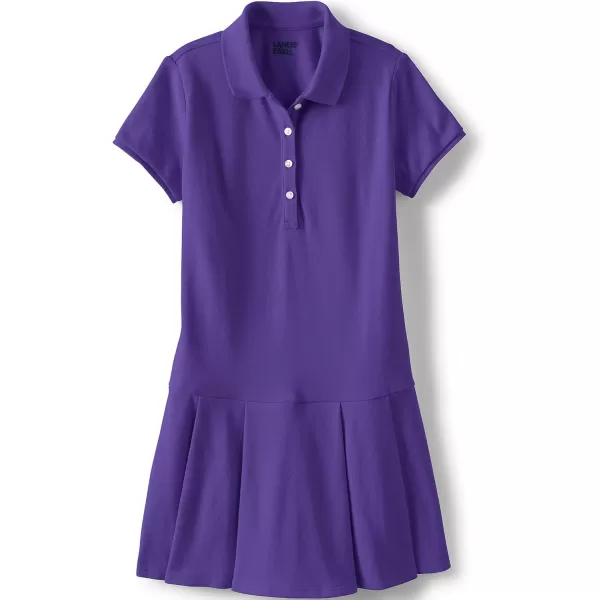 Lands End School Uniform Girls Short Sleeve Mesh Pleated Polo DressDeep Purple