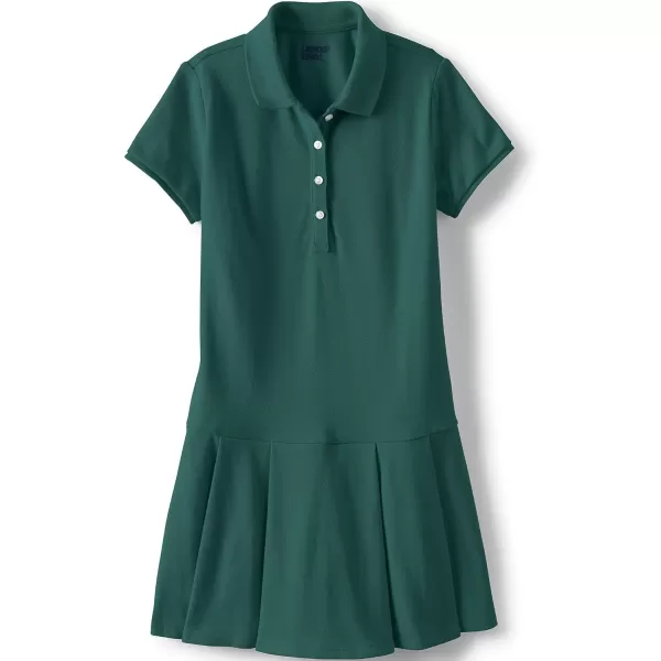 Lands End School Uniform Girls Short Sleeve Mesh Pleated Polo DressEvergreen