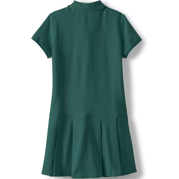 Lands End School Uniform Girls Short Sleeve Mesh Pleated Polo DressEvergreen