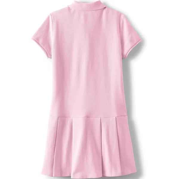 Lands End School Uniform Girls Short Sleeve Mesh Pleated Polo DressIce Pink