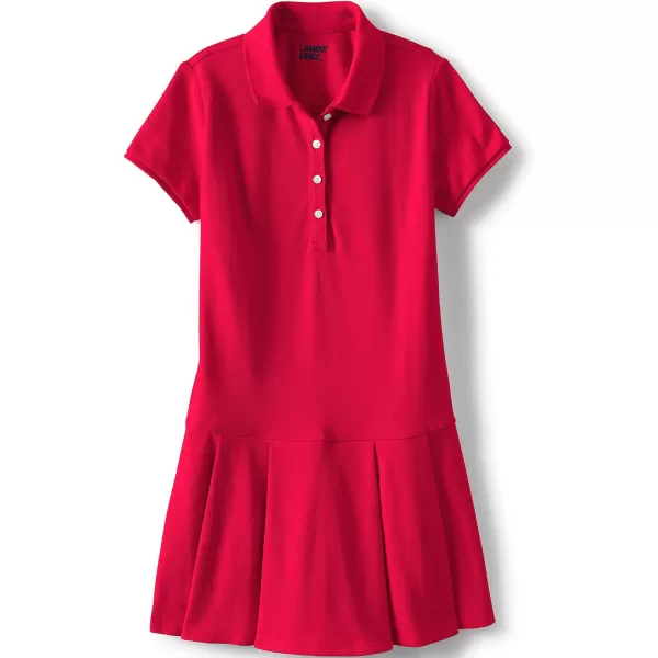 Lands End School Uniform Girls Short Sleeve Mesh Pleated Polo DressRed