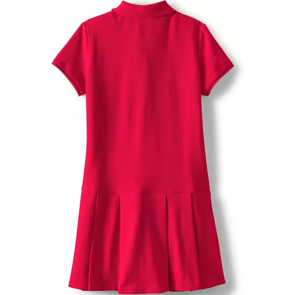 Lands End School Uniform Girls Short Sleeve Mesh Pleated Polo DressRed