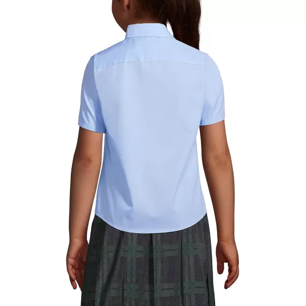 imageLands End School Uniform Girls Short Sleeve Peter Pan Collar Broadcloth ShirtLight Sea Blue